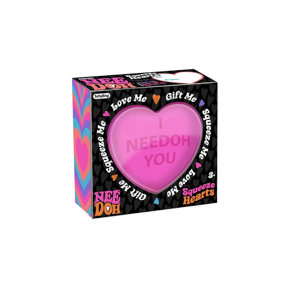 NeeDoh Squeeze Heart - Valentines Squeeze Toy - Satisfying Dough Filling - 2.5" Wide - Color May Vary (Pack of 1)