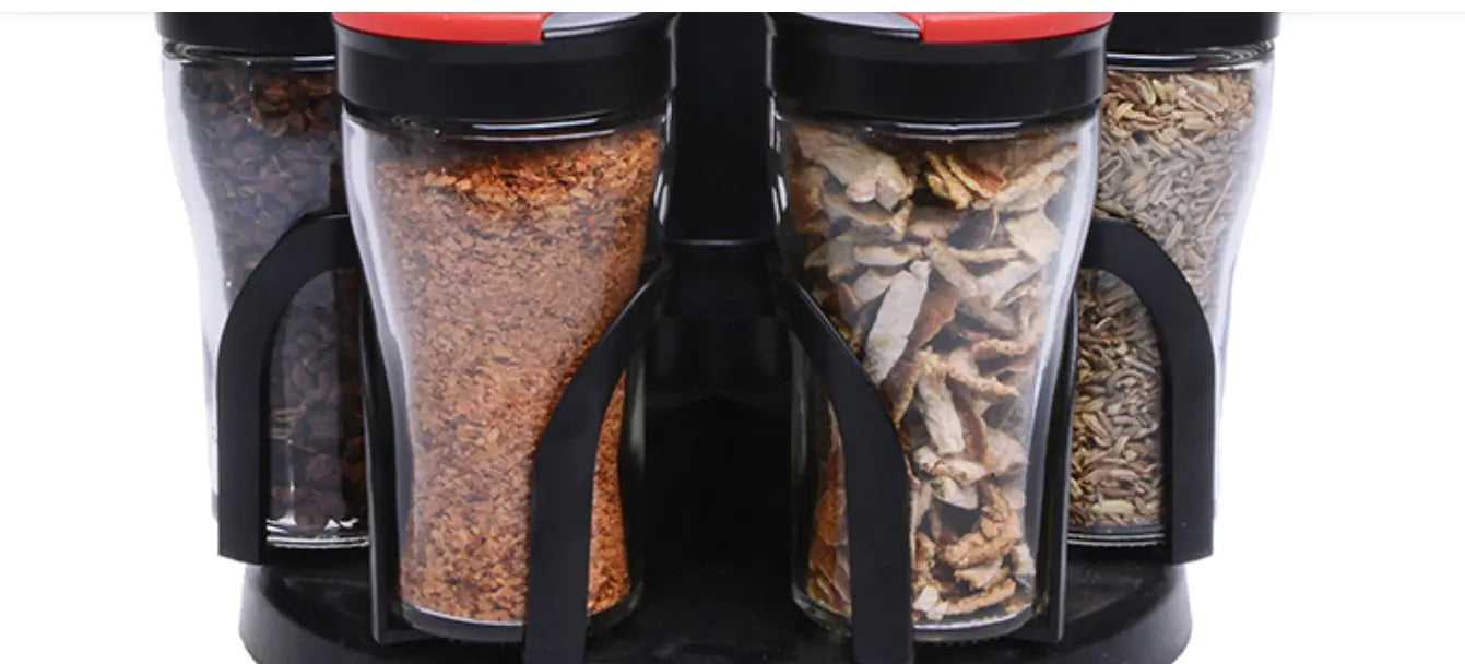 Rotary Spice Bottle Rack and Condiment Set for Kitchen