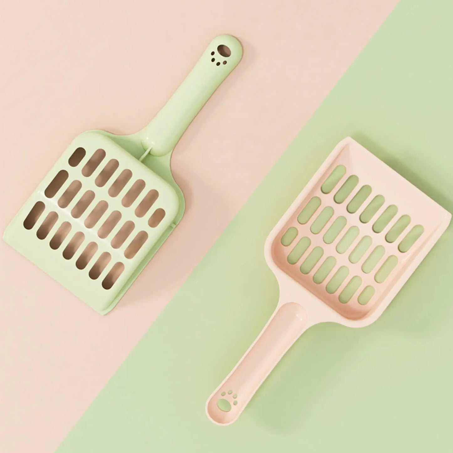 4pcs Pet Litter Shovel Plastic Cat Litter Scoop Small Litter Scoop Cat Box Scooper Litter Sifter Small Cat Litter Scoop (2*Pink and 2*Green)