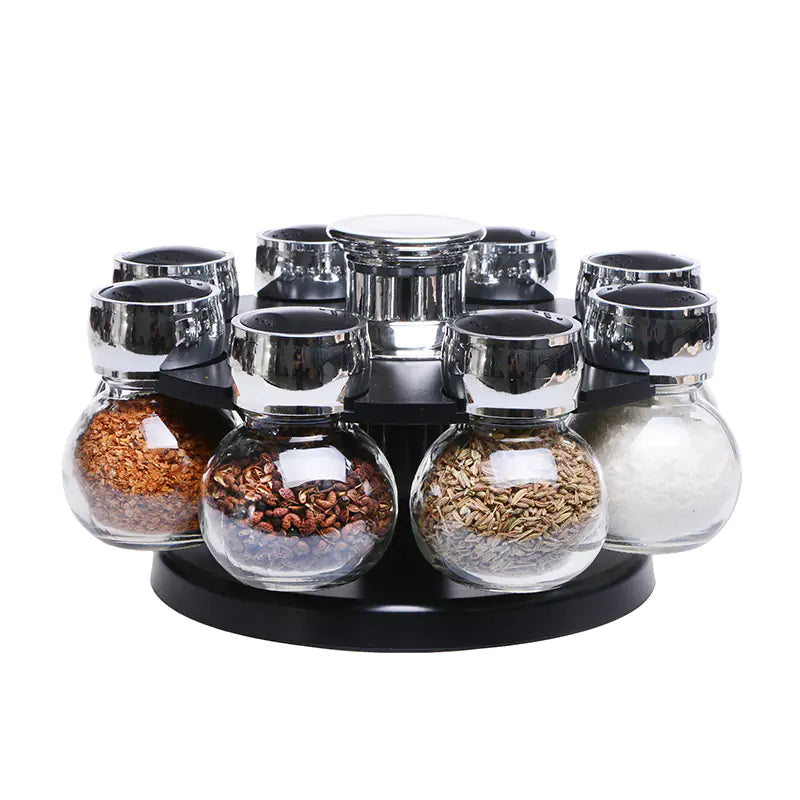 Rotary Spice Bottle Rack and Condiment Set for Kitchen