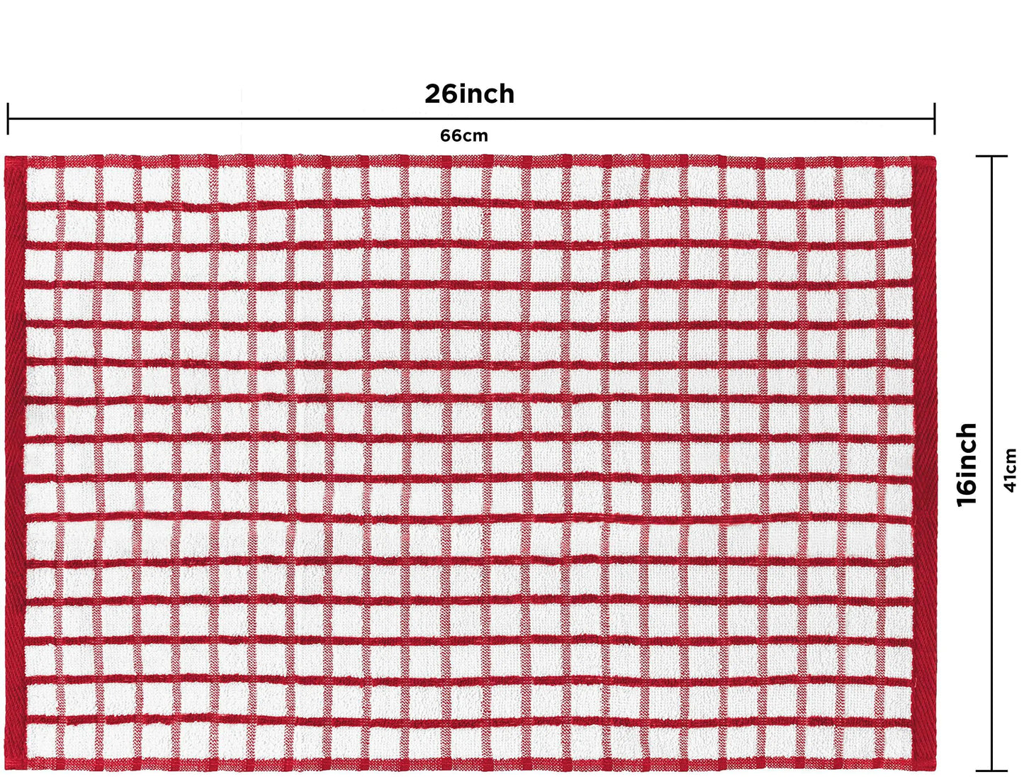 Premium Dish Towels for Kitchen with Hanging Loop 8 Pack 16x26 inch Red Color