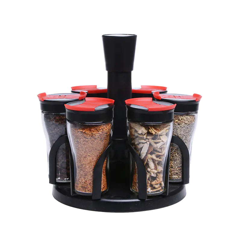 Rotary Spice Bottle Rack and Condiment Set for Kitchen