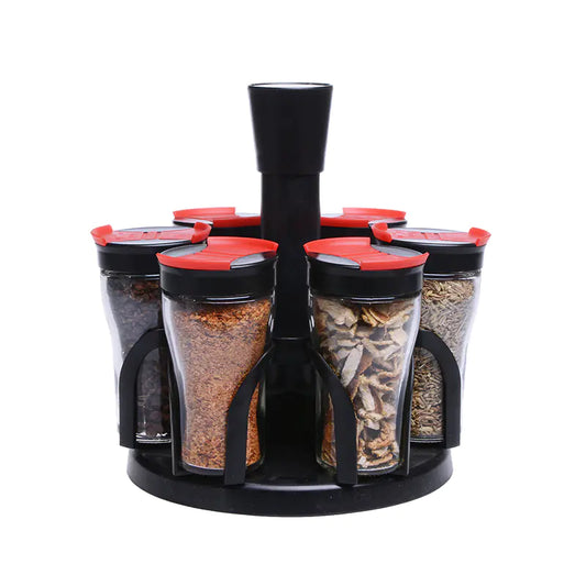 Rotary Spice Bottle Rack and Condiment Set for Kitchen